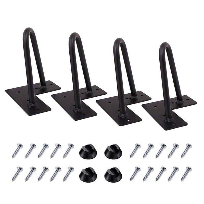 MSOBAIW Hairpin Legs 4 inch Set of 4, DIY Furniture Metal Table Legs Perfect for Cabinet, Wardrobe, TV Cabinets, Drawers, Nightstand, 3/8"" Diameter Satin Black Two-Rod Mid Century Modern Style - Image 1